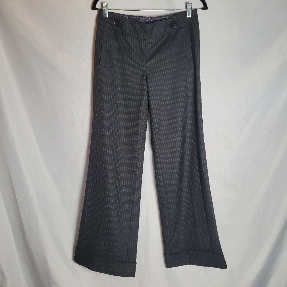 J.Crew Office Siren Favorite Fit  Black Pinstripe Wideleg Wool Blend Pant 2